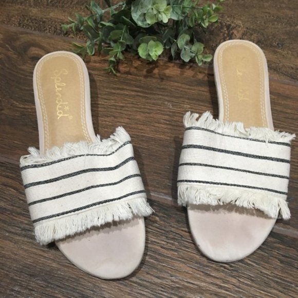 Splendid Shoes - Splendid Striped Frayed Canvas Sandals